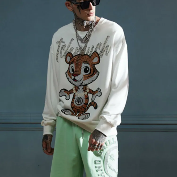 TCH Sweatshirts Unisex White With Gold Logo-2