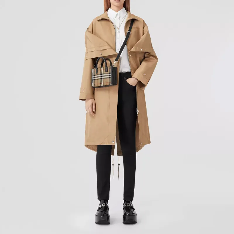 Burberry Mini Vintage Check And Leather Tote Bag Archive Beige-7