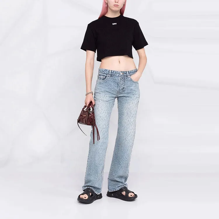 OFF WHITE Cropped Logo print T shirt-1