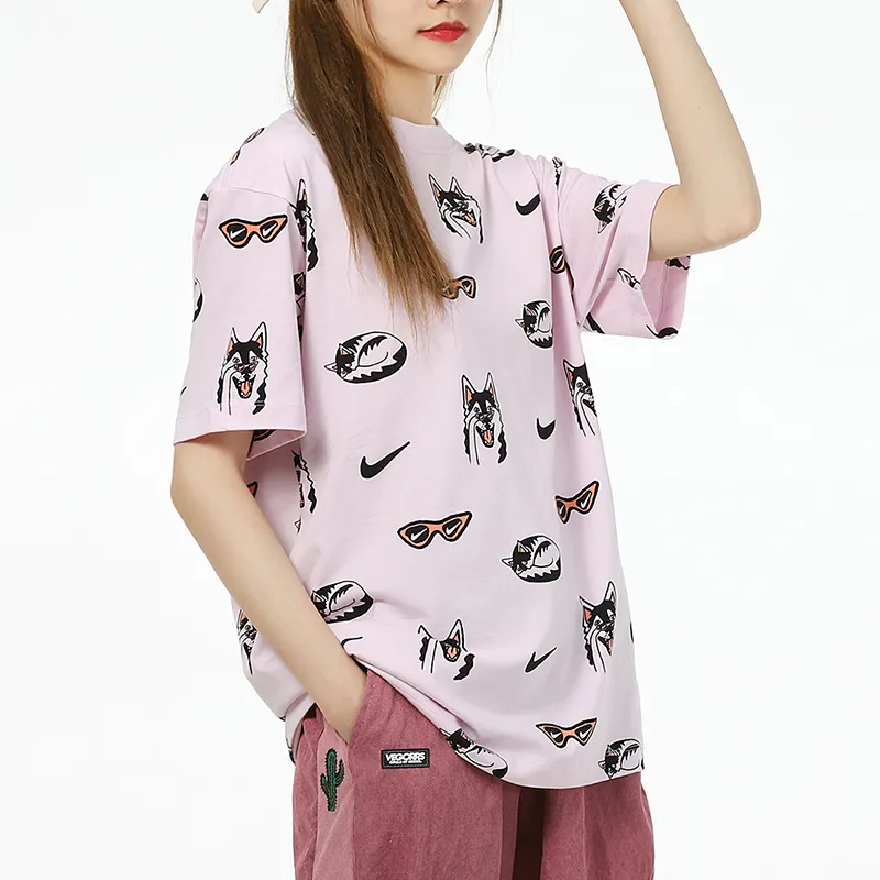Nike Drop Shoulder Sleeve T Shirt Women's Pink-4