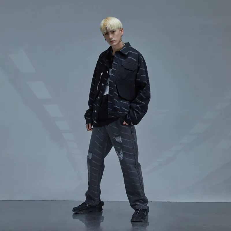 ENSHADOWER Jeans Unisex Black Gray Color-4