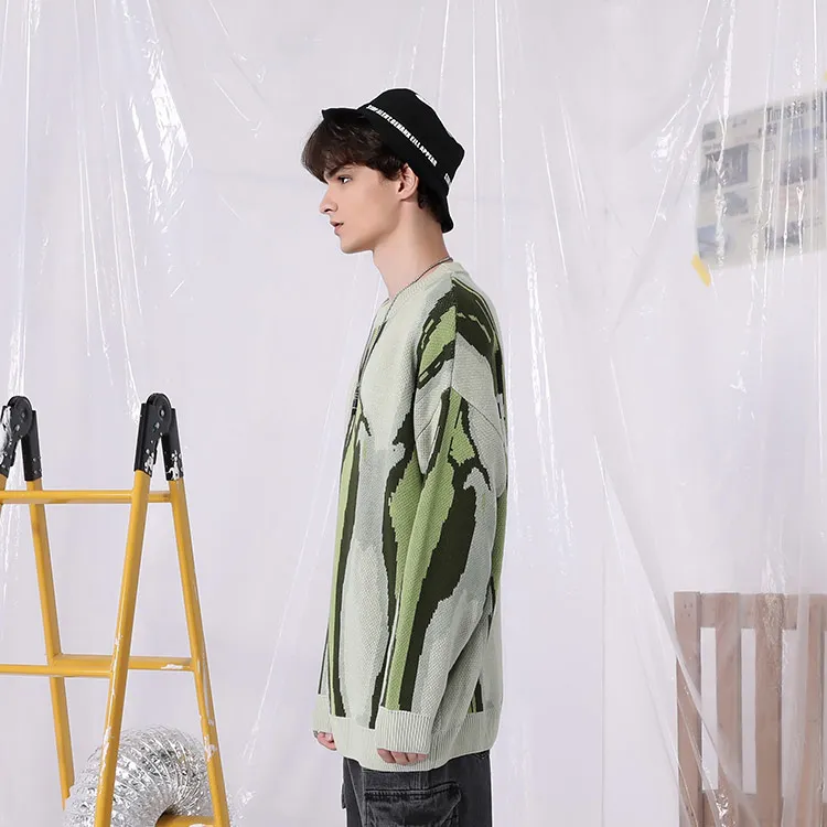 Loose Fit Sweater Unisex Pea Green-2