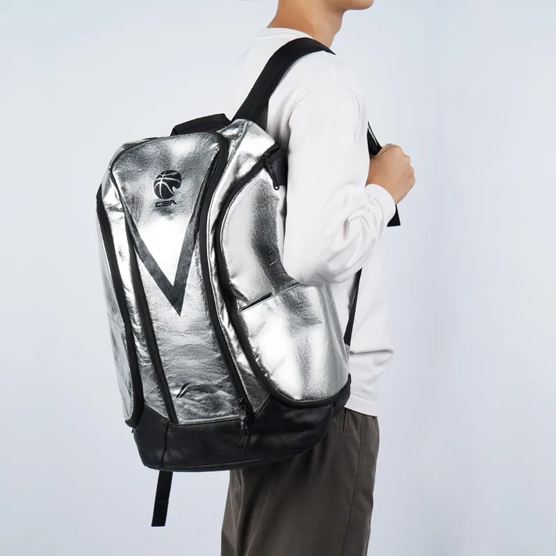 LiNing Fabric Backpack Regular Unisex Silver/Black-4