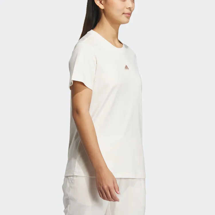 Adidas Drop Shoulder Sleeve T Shirt Women's Pink White-5