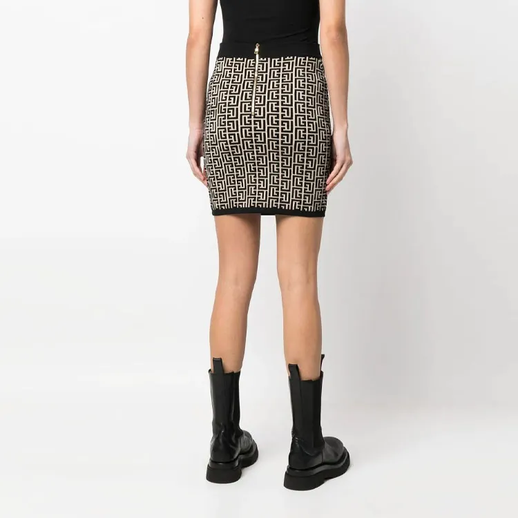 BALMAIN Monogrammed Knitted Skirt-5