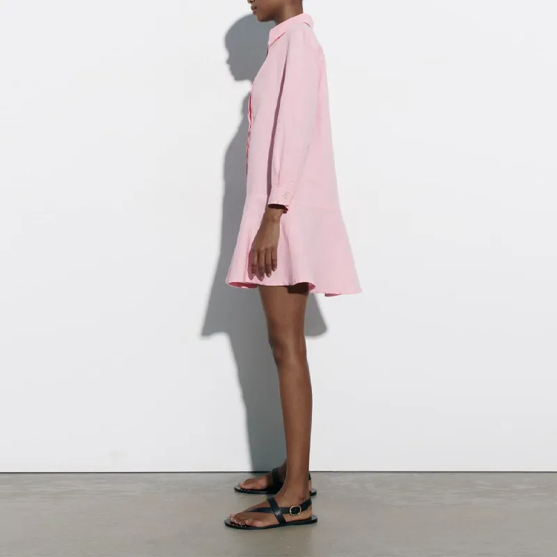 ZARA Long-Sleeved Dresses Women's Pink-3