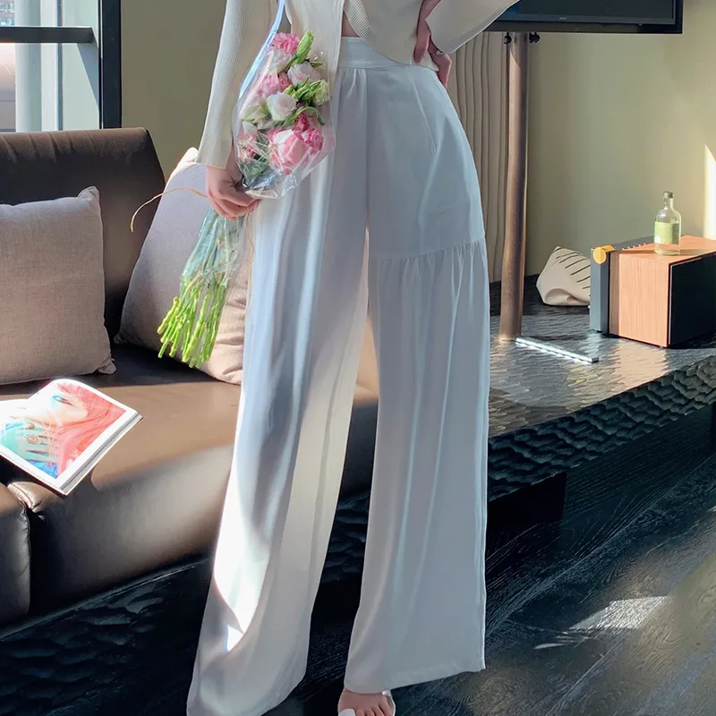 CLOUD SEASON Wide Leg Casual Pants Women's White-2