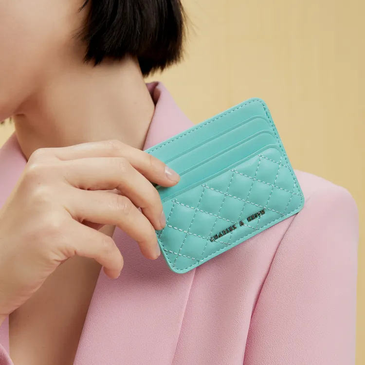 CHARLES&KEITH PU Leather Card Holder Mini Women's Black/Pink/Mint Green-11