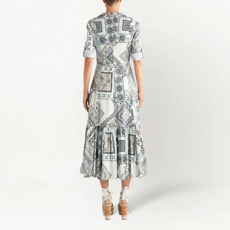 ETRO Paisley-Printed V-Neck Flared Dress-2