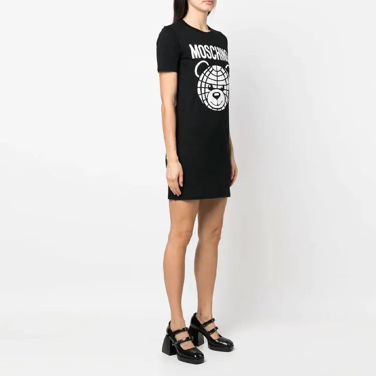 MOSCHINO Short Sleeved Dress Women's Black-3