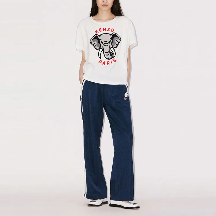 KENZO Elephant-Embroidered Crewneck T-Shirt-2