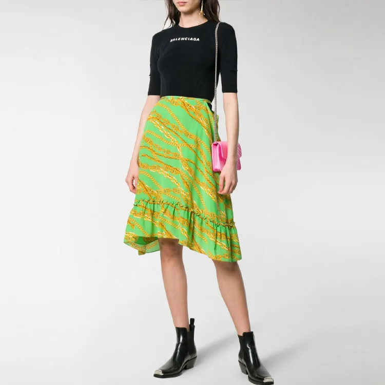 Balenciaga Chain Print Dress 'Green/Black'-2
