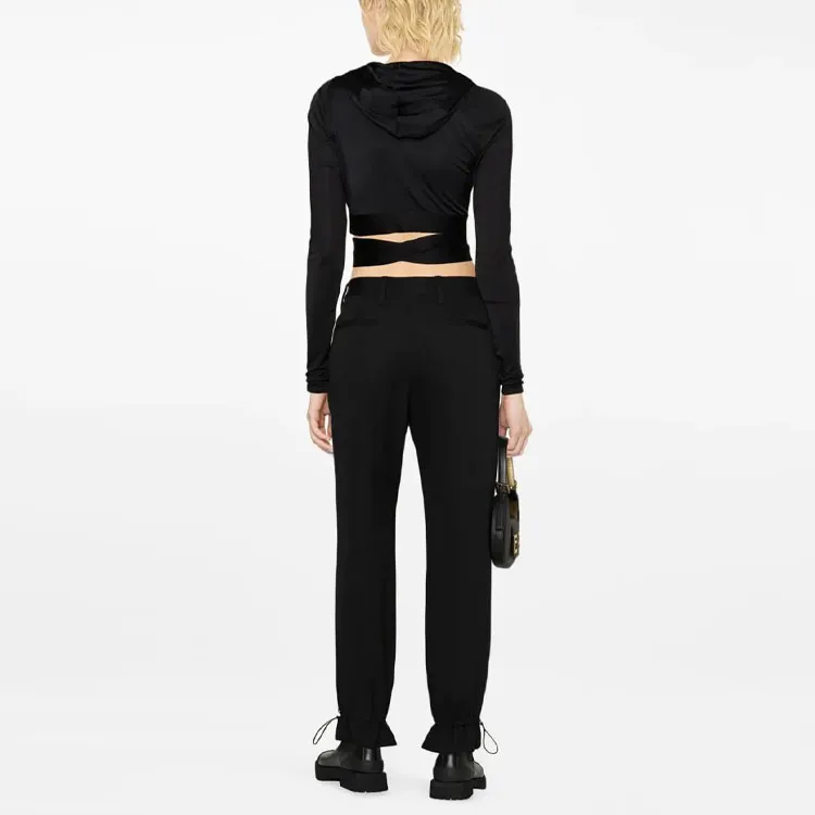 VERSACE Jersey Hooded Top With Medusa Buckle 'Black'-3