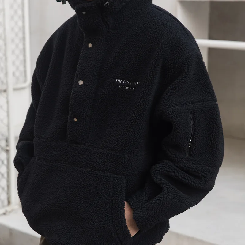 P.M.W Hooded Loose Fit Sweatshirt Men's Black-4