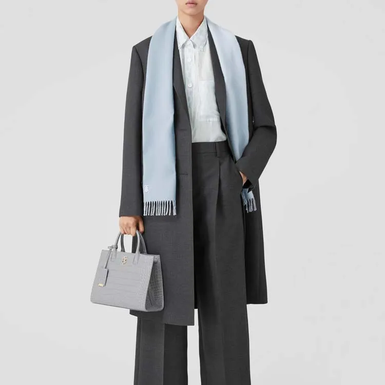 Burberry Knit Scarves Women's Light Blue/Gray-4