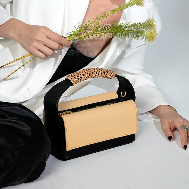 IRIDESCENCE Cow Leather Twin Bag Handbag Shoulder Bag Crossbody Bag Women's Black-3
