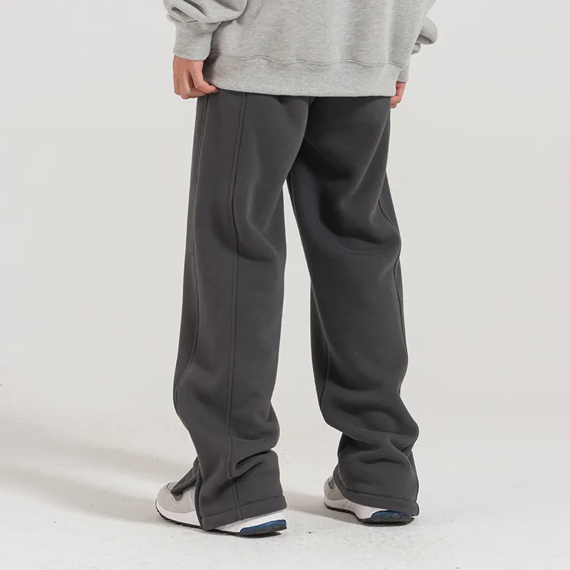 UFZ Thickened And Fleece-Lined Casual Pants Winter Unisex Dark Gray-3