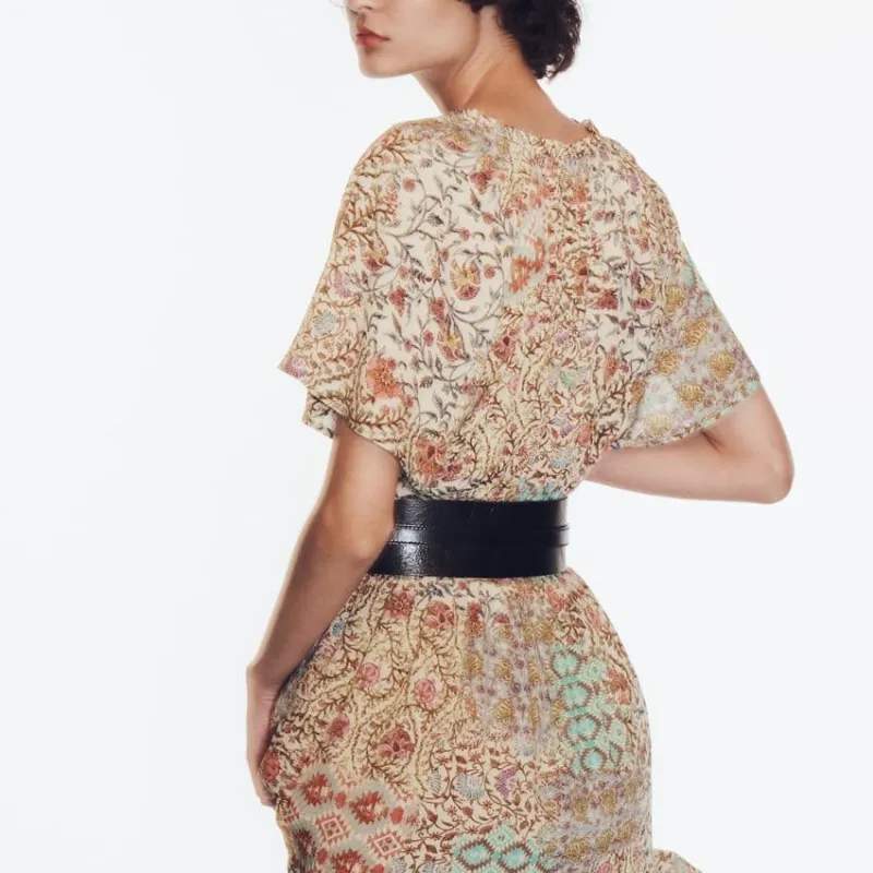 ZARA Short-Sleeved Dresses Women's Multicolor-3