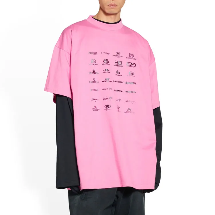 Balenciaga T Shirt Loose Fit Unisex Pink-3