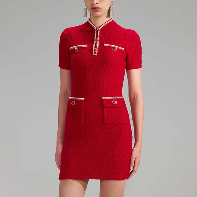Self portrait SS23 Short Sleeved Dress Women's Red-3