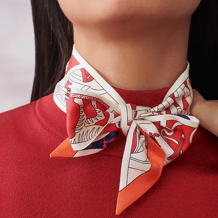 HERMES Silk Scarves Women's Red-1