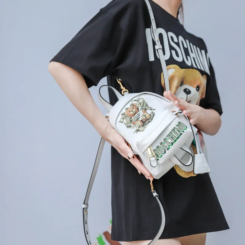 MOSCHINO PU Backpack Mini Women's White-6