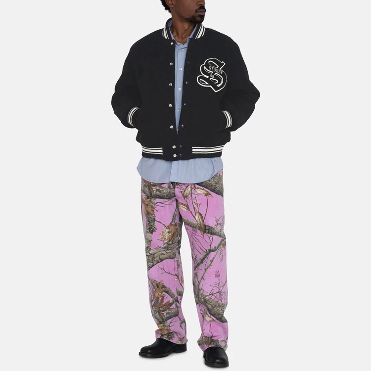 Stussy Casentino Wool Varsity Jacket monogram-pattern Stussy Casentino Wool Varsity Jacket monogram-pattern