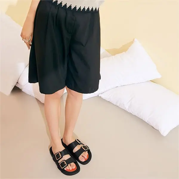 TOOMANYSHOES Slide Slippers Women's Black-3
