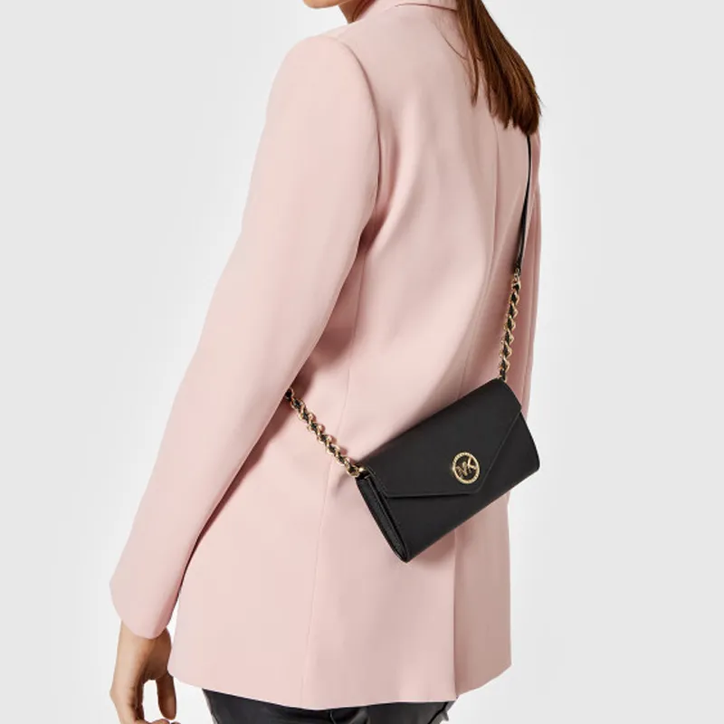 MICHAEL KORS Jet Set Leather Envelope Bag, Crossbody Bag, Shoulder Bag Women's Black-4