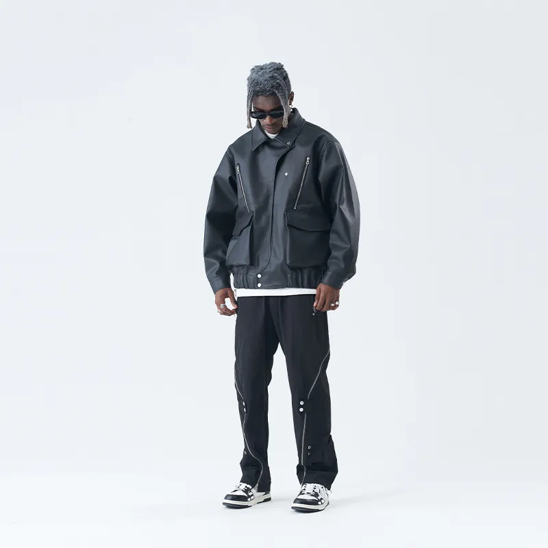 HARSH AND CRUEL Leather Jackets Unisex Black-7