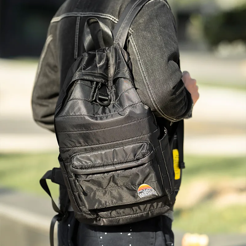 MostwantedLab Nylon Fabric Backpack Regular Unisex Beige Yellow/Black-3