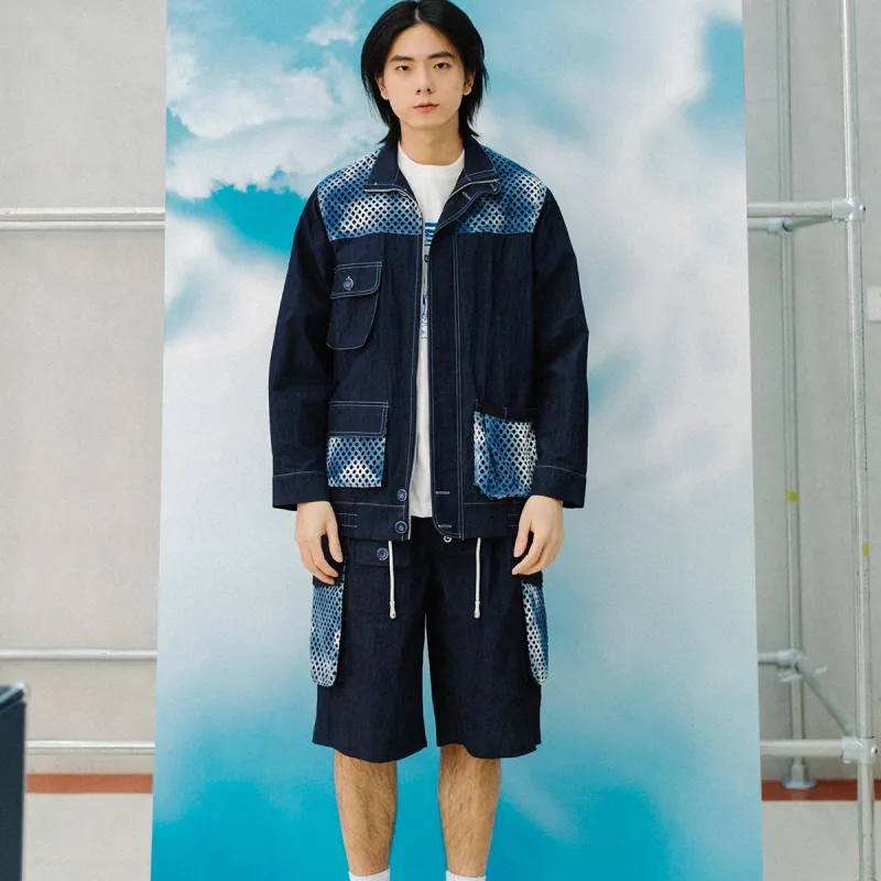 PROS BY CH Loose Fit Denim Jacket Unisex Sea Blue-3