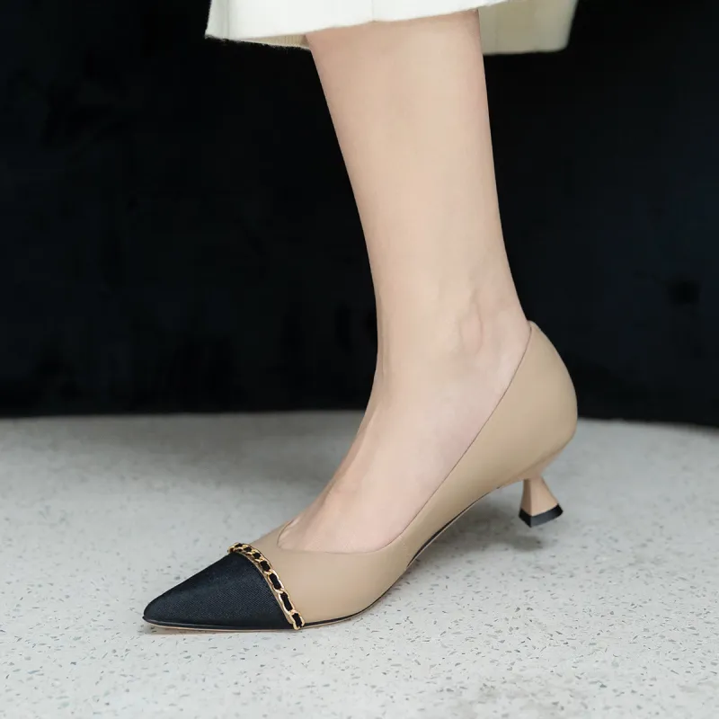 CAMEIDO Slim Heel High Heels 4.0cm Women's Apricot-2