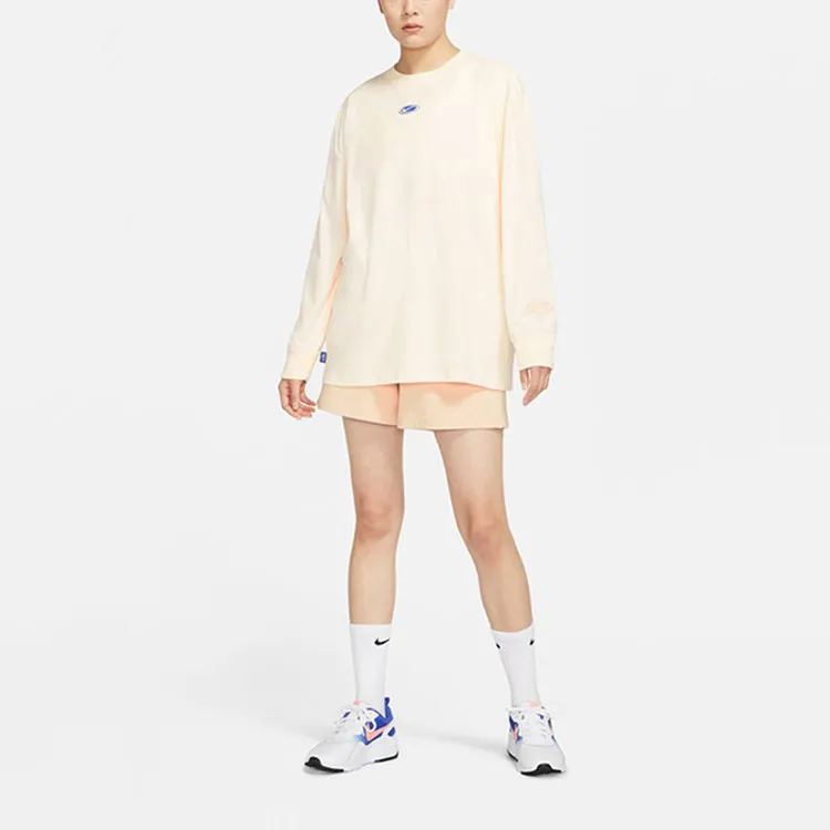 Nike Women'ss Knit Pullover Retro Crewneck Sport T-Shirt Beige-4