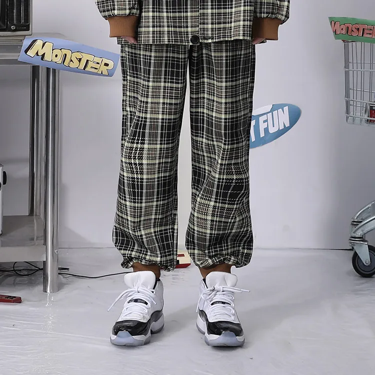 BIRDTALK Knitted Sweatpants Unisex Plaid-2