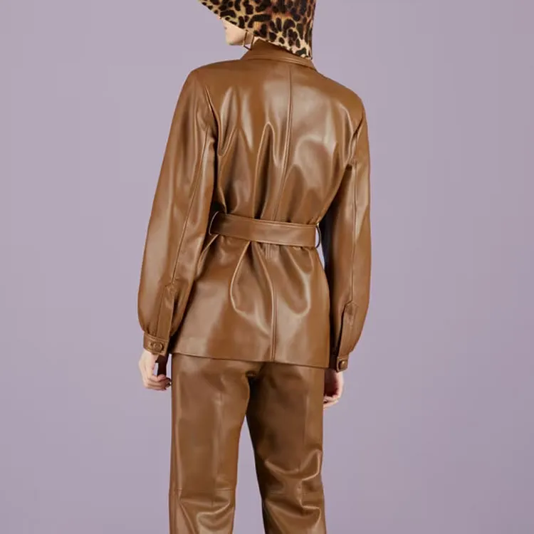 GUCCI SS23 Leather Jacket Women's Dark Brown-2