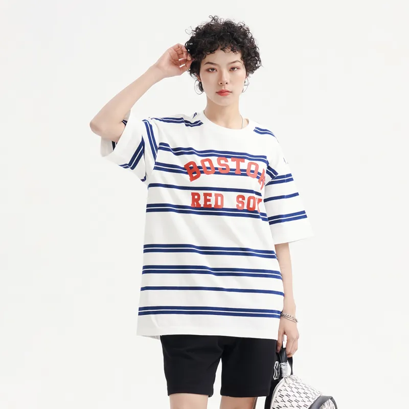 MLB Drop Shoulder Sleeve T Shirt Unisex Ivory White-4