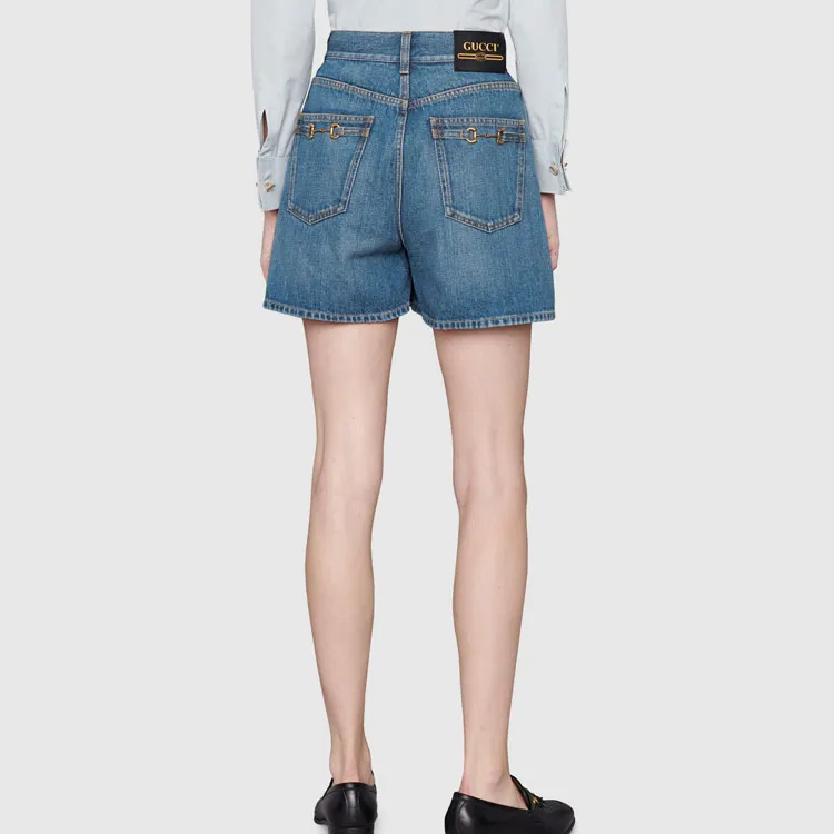 GUCCI Horsebit detail Denim Shorts-2