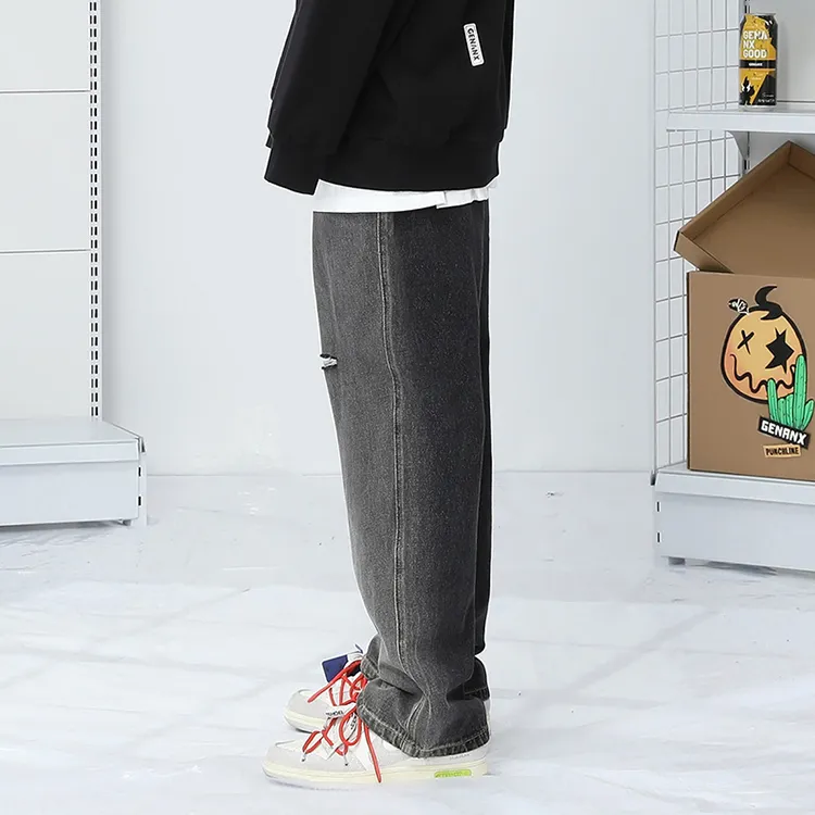 GENANX Jeans Unisex Black Gray Color-5