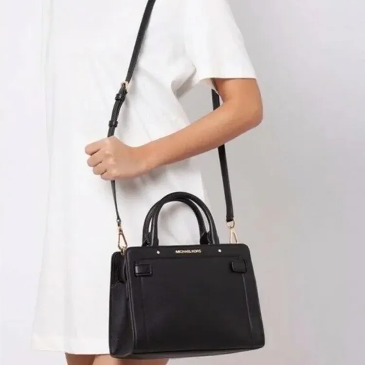 MICHAEL KORS Rayne Leather Shoulder Bag Crossbody Bag Handbag Medium Size Women's Pure Black-4