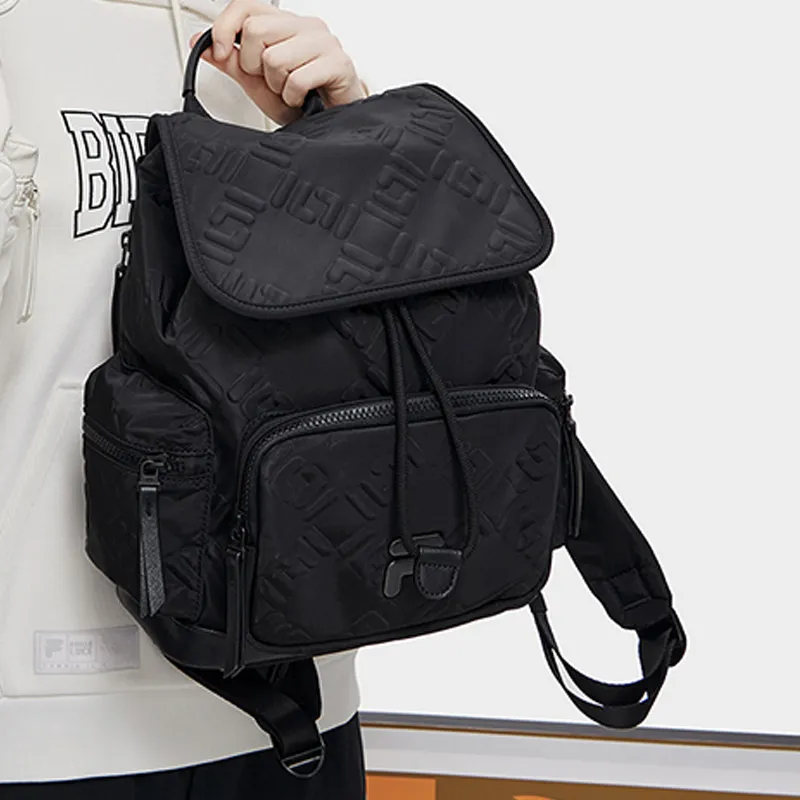 FILA FUSION Pu Synthetic Leather Backpack Regular Women's Pitch Black-7