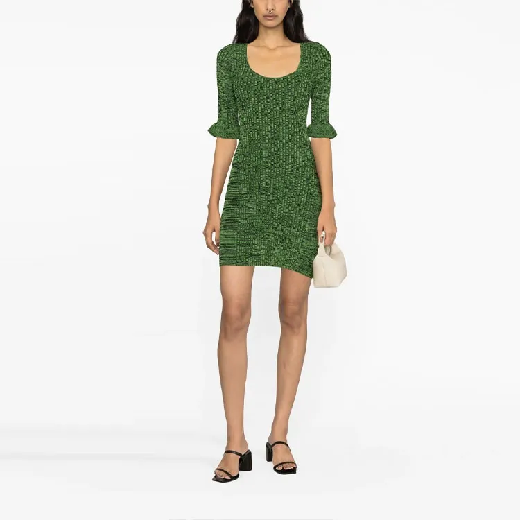 GANNI Flounce sleeve Mélange Minidress-1