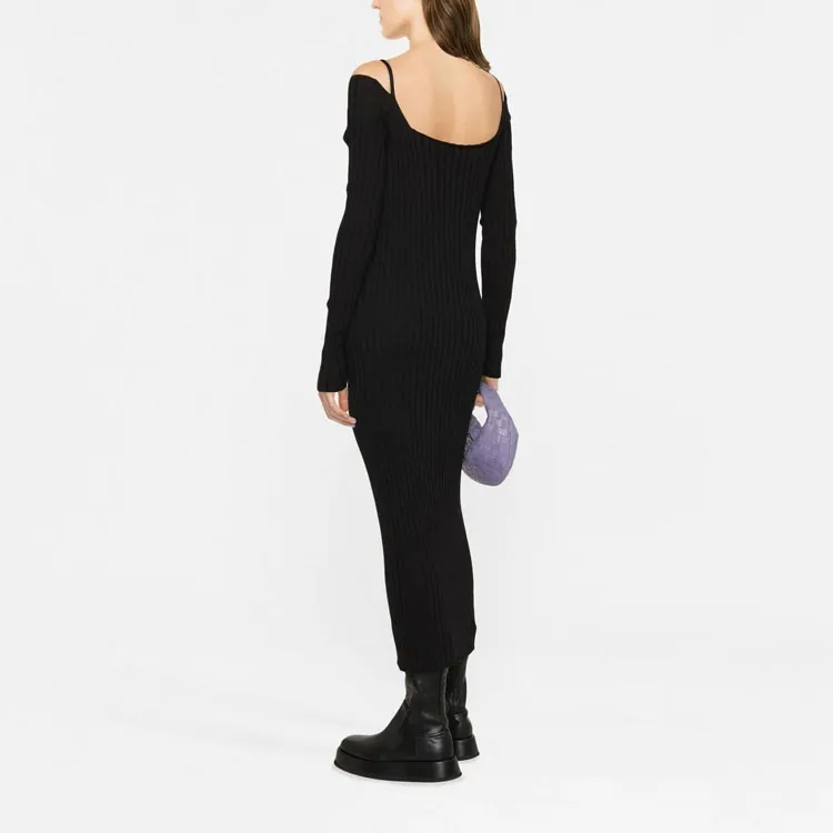 PHILOSOPHY DI LORENZO SERAFINI Ribbed knit V neck Dress-2