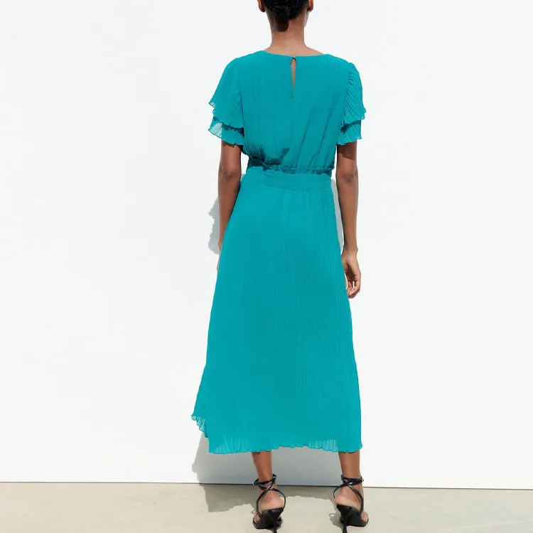 ZARA Short-Sleeved Dresses Women's Turquoise-3