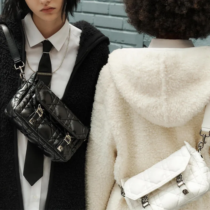DIOR DiorCamp Wicker Pattern Cow Leather Messenger Bag Shoulder Bag Crossbody Bag Small Size Women's Milk White-7