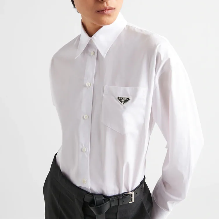 PRADA Triangle logo Poplin Shirt-3