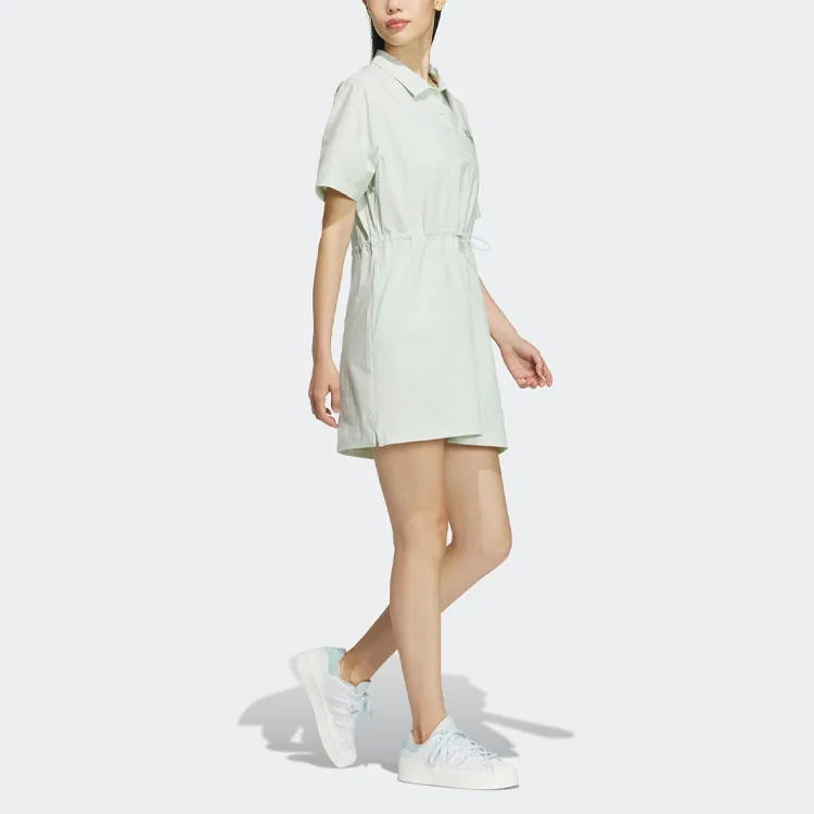 Adidas Originals Short Sleeved Dresses Women's Linen Green-2