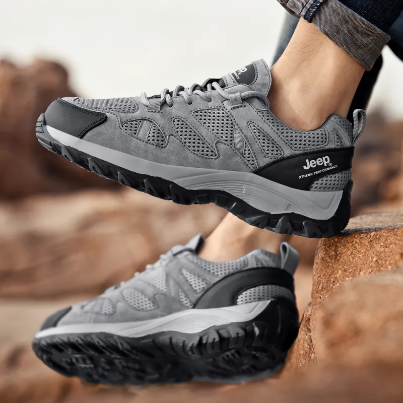 Jeep City Outdoor Shock Absorbing, Non Slip, Wear Resistant, Breathable And Lightweight Low Top Hiking Shoes Men's Gray-4