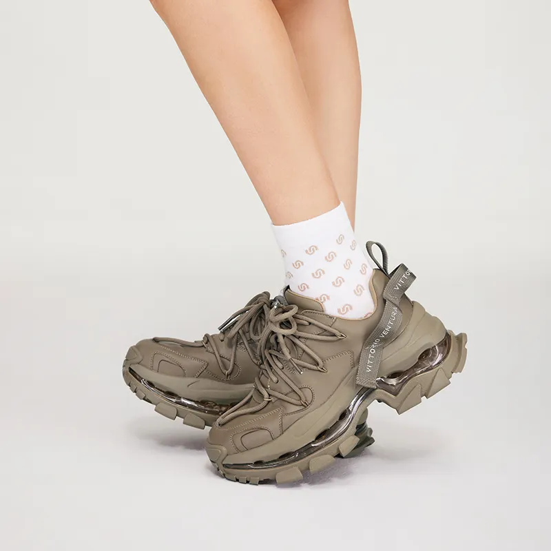 VITTORIO VENTURA Low Top Chunky Sneakers Women's Khaki-5