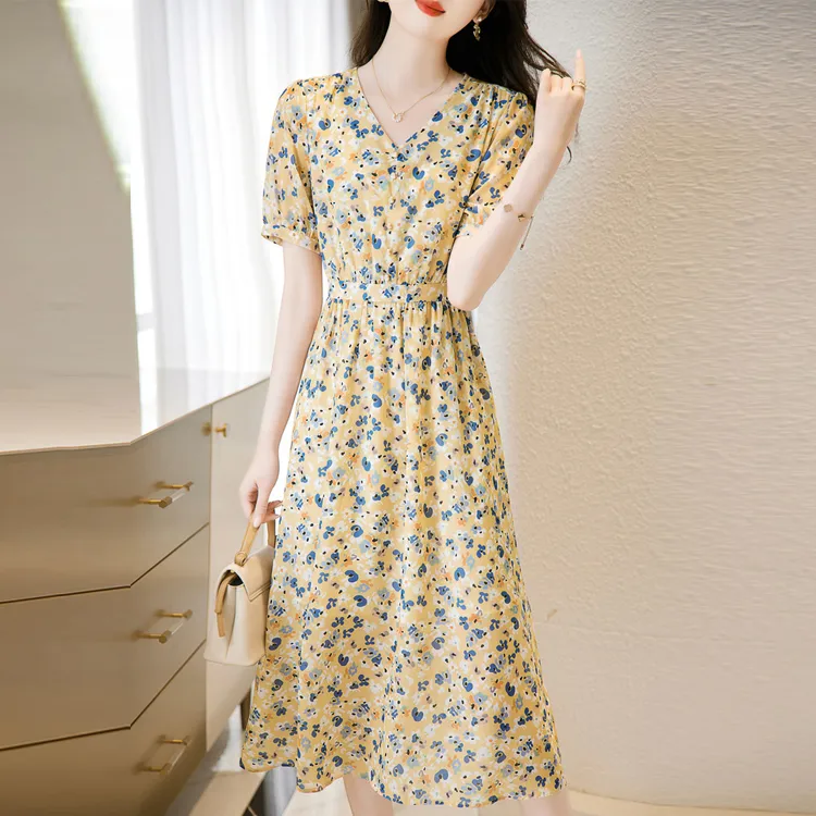 Dme Short Sleeved Dresses Women's Yellow-4